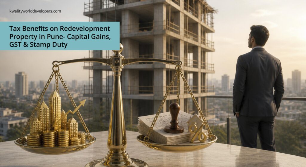 Tax Benefits on Redevelopment Property in Pune- Capital Gains, GST & Stamp Duty